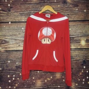 2009 Super Mario Bros Power Up Mushroom Zip Up Hoodie